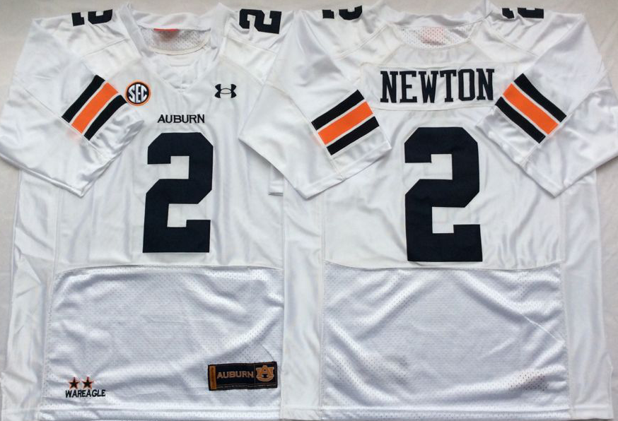 NCAA Men Auburn Tigers White #2 NEWTON->ncaa teams->NCAA Jersey